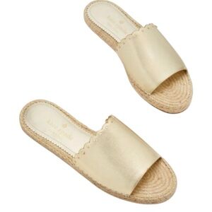 Kate Spade New York Giovanna Gold Leather Espadrilles Flat Sandals NWOT Size 6.5